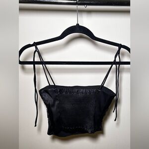 Zara black satin tank top with ties size small.